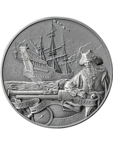 QUEEN ANNE S REVENGE Captains of Fortune 2 Oz Silver Coin 5$ Barbados 2023