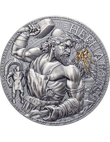 HEPHAESTOS Die große griechische Mythologie 3 Oz Silbermünze 3000 Francs Kamerun 2023