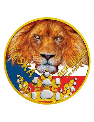 CZECH LION Flag Beasts 2 Oz Монета Серебро 5$ Ниуэ 2023