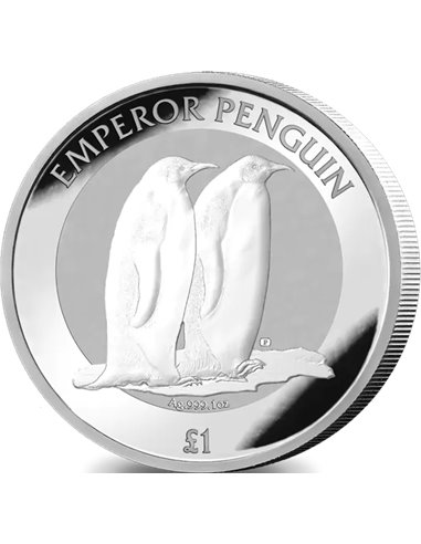 EMPEROR PENGUIN Reverse Frost 1 Oz Silver Proof Монета 1$ Британская Антарктическая Территория 2023