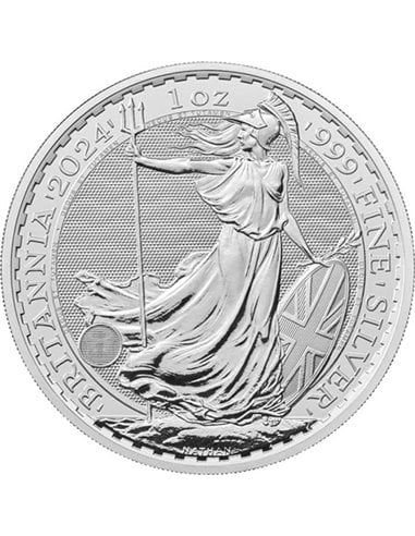 BRITANNIA Re Carlo III Moneta Argento 1 Oz 2 Sterline Regno Unito 2024