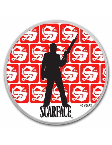 SCARFACE 40th Anniversary 1 Oz Silver Proof Монета 5000 Франков Чада 2023