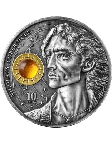 COPERNICUS Mikołaj 2 Uncje Srebrna Antyczna Moneta 10 Euro Malta 2023