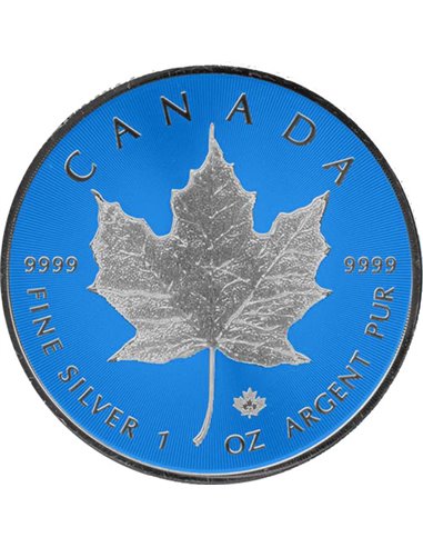 LIŚĆ KLONOWY Kosmiczny błękit 1 uncja srebrna moneta 5 $ Kanada 2023