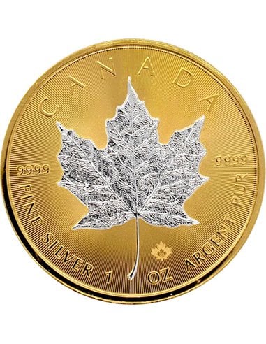 LIŚĆ KLONU Przestrzeń Złota Edycja 1 Oz Srebrna Moneta 5 $ Kanada 2023