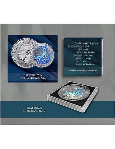 BRITANNIA Holographic Edition 1 Oz Silver Coin 2 Pounds United Kingdom 2024