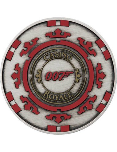 ŻETONY KASYNA James Bond Casino Royale Kolorowanie 1 Oz Srebrna moneta 1 $ Tuvalu 2023