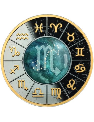 Znaki Zodiaku Skorpion Srebrna Moneta 500 Franków Kamerun 2023