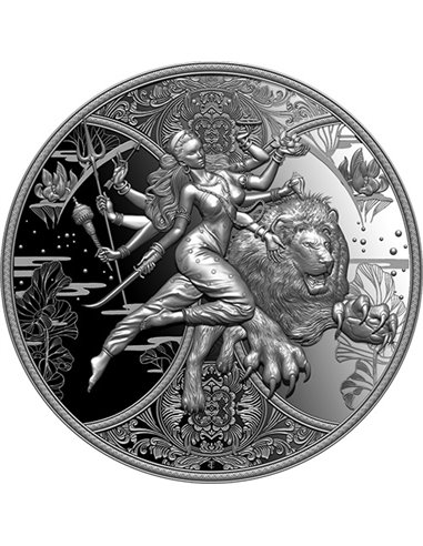 DURGA Hindu Divinity 1 Oz Монета Серебро 2000 Франков Камерун 2024