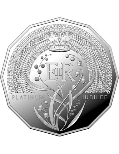PLATINUM JUBILEE Isabel II Moneda Plata 50 Cents Australia 2022