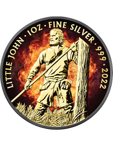 LITTLE JOHN Burning Myths & Legends 1 Oz Moneda Plata 2£ Reino Unido 2022