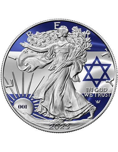 STAND AVEC ISRAEL Edition Pièce d'Argent de 1 Oz 1$ USA 2023
