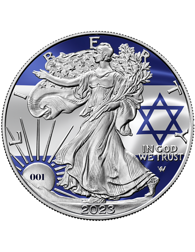 STOJAK Z IZRAELEM Edycja 1 Oz Srebrna moneta 1 $ USA 2023