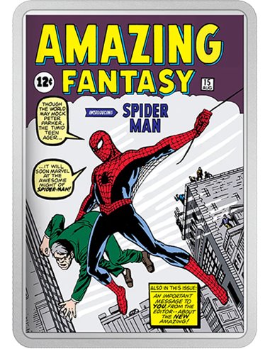 SPIDERMAN Comix Marvel Amazing Fantasy 2 Oz Silbermünze 5$ Niue 2023