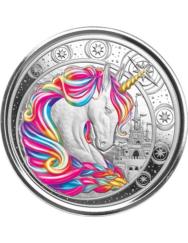UNICORN BLOSSOM Rainbow Color 1 Oz Silver Coin 5 Cedis Ghana 2023