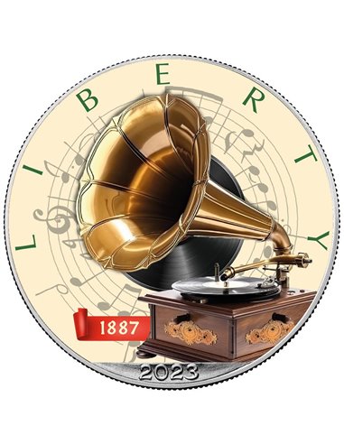 GRAMOPHONE Inventions American Eagle 1 Oz Silver Coin 1$ USA 2023