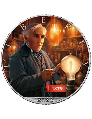 LIGHT BULB Inventions American Eagle 1 Oz Монета Серебро 1$ США 2023
