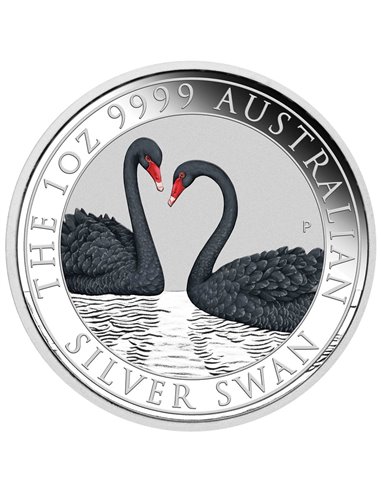 BLACK SWANS Color 1 Oz Moneda Plata Proof 1$ Australia 2022