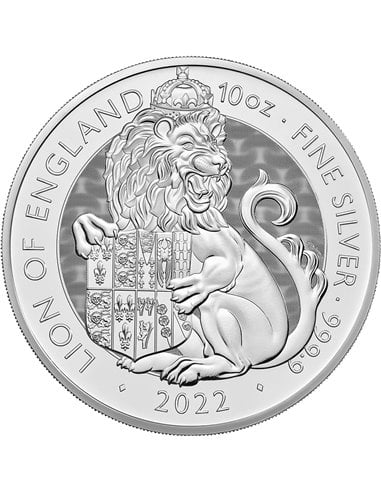 LEONE D'INGHILTERRA Tudor Beasts 10 Oz Moneta Argento 10£ Regno Unito 2022