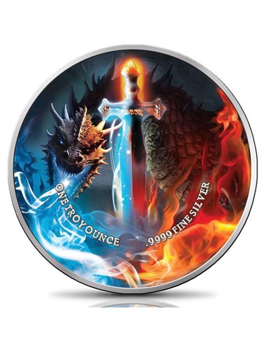 SWORD OF TRUTH Ice & Fire 1 Oz Silver Coin 2$ Niue 2023