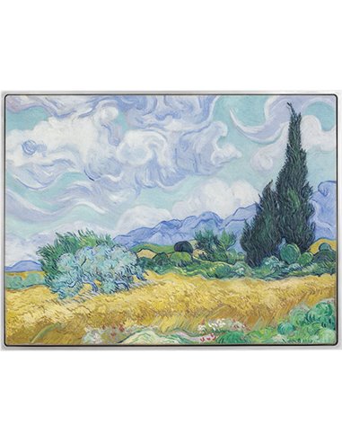 CAMPO DI GRANO CON CIPRESSI 1889 Van Gogh Moneta Argento 2.5 Oz Rame 120g 10000 Franchi Ciad 2024