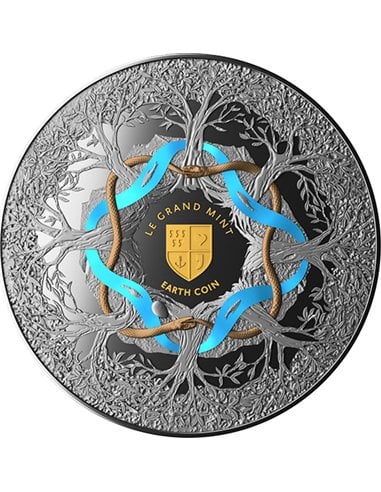 EARTH Ruthenium Colored 2 Oz Silver Coin 5$ Niue 2024