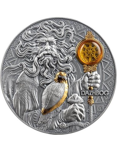 DAZHBOG Divine Faces of the Sun 3 Oz Silver Coin 5$ Niue 2024