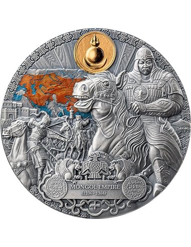 IMPERIUM MONGOLI Dziedzictwo Największych Imperiów 2 Oz Srebrna Moneta 2000 Franków Kamerun 2024