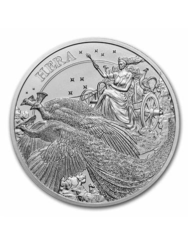 HERA & THE PEACOCK Goddesses 1 Oz Moneda Plata 1 Pound Santa Helena 2022