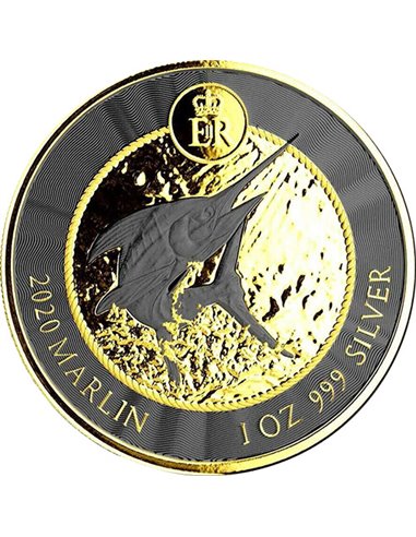 MARLIN SPACE GOLD Edition 1 Oz Серебряная рутениевая монета Каймановы острова 2020