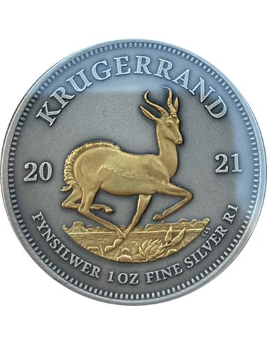 KRUGERRAND 1 Oz Монета Серебро 1 Рэнд ЮАР 2021 года