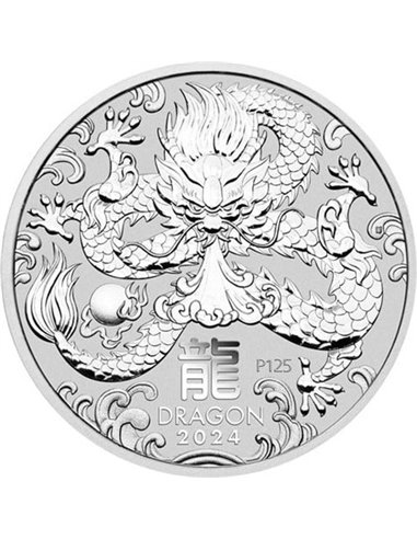 DRAGON Lunar Series III 2 Oz Монета Серебро 2$ Австралия 2024