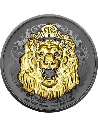 LEONE RUGGENTE Moneta Argento Oro Nero Impero 1 Oz 2$ Niue 2023
