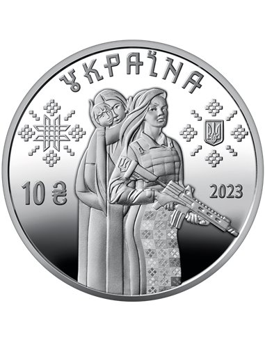 FEMALE DEFENDERS 1 Oz Silver Coin 10 UAH Ukraine 2023