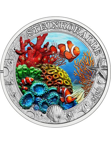 STONY CORAL Luminous Marine Life Монета из недрагоценного металла 3€ Евро Австрия 2023