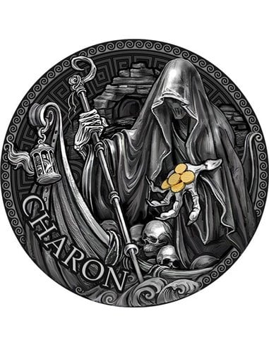 CHARON La Gran Mitología Griega 1 Oz Moneda Plata 1000 Francos Cameroon 2023