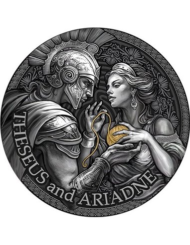 THESEUS & ARIADNE The Great Greek Mythology 2 Oz Silver Coin 2000 Francs Cameroon 2024