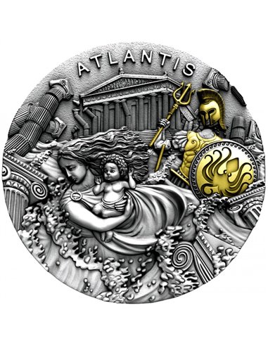ATLANTIS Legendary Lands 2 Oz Moneda Plata 5$ Niue 2019