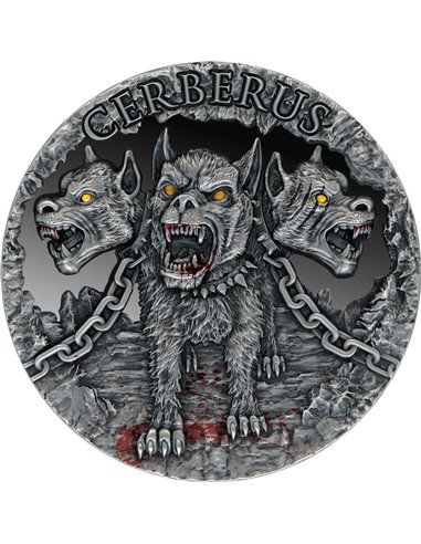 CERBERUS Mythical Creatures 2 Oz Silver Coin 2000 Francs Cameroon 2021