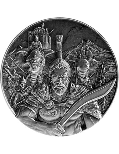 HANNIBAL Masters of War 2 Oz Silver Antique Coin 10000 Francs Tchad 2024