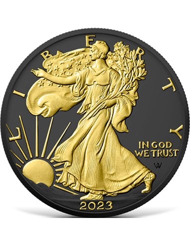 AMERICAN EAGLE Black Platinum 1 Oz Silver Coin 1$ USA 2023