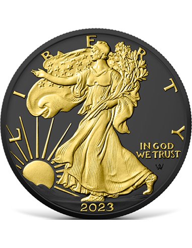 AMERICAN EAGLE Platino Negro 1 Oz Moneda Plata 1$ USA 2023