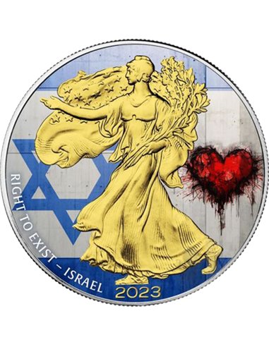 ISRAËL Droit d'exister Pièce d'Argent de 1 Oz 1$ USA 2023
