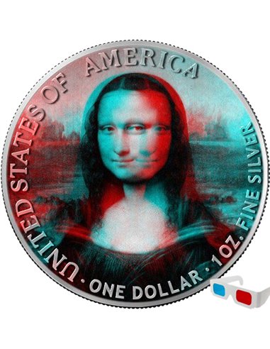 MONA LISA 3D Dream Gioconda 1 Oz Silbermünze 1$ USA 2023